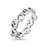 Vines Ring Oxidized Band Solid 925 Sterling Silver Thumb Ring (6mm)