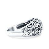 Flower Ring Oxidized Band Solid 925 Sterling Silver Thumb Ring (10mm)