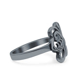 Butterfly Ring Oxidized Band Solid 925 Sterling Silver Thumb Ring (13mm)