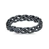 Cross Braid Ring Oxidized Band Solid 925 Sterling Silver Thumb Ring (4mm)