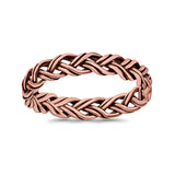 Cross Braid Ring Oxidized Band Solid 925 Sterling Silver Thumb Ring (4mm)