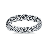 Cross Braid Ring Oxidized Band Solid 925 Sterling Silver Thumb Ring (4mm)