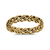 Cross Braid Ring Oxidized Band Solid 925 Sterling Silver Thumb Ring (4mm)