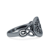 Sun & Moon Ring Oxidized Band Solid 925 Sterling Silver Thumb Ring (11mm)