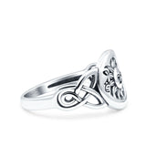 Sun & Moon Ring Oxidized Band Solid 925 Sterling Silver Thumb Ring (11mm)