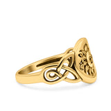 Sun & Moon Ring Oxidized Band Solid 925 Sterling Silver Thumb Ring (11mm)