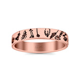 Flowers Ring Oxidized Band Solid 925 Sterling Silver Thumb Ring (4mm)