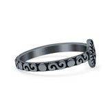 Bali Ring Oxidized Band Solid 925 Sterling Silver Thumb Ring (7mm)