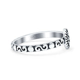 Bali Ring Oxidized Band Solid 925 Sterling Silver Thumb Ring (7mm)