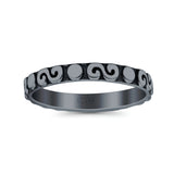 Spirals Ring Oxidized Band Solid 925 Sterling Silver Thumb Ring (2.5mm)
