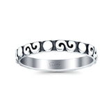 Spirals Ring Oxidized Band Solid 925 Sterling Silver Thumb Ring (2.5mm)