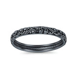 Bali Ring Oxidized Band Solid 925 Sterling Silver Thumb Ring (3mm)