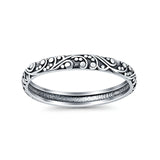 Bali Ring Oxidized Band Solid 925 Sterling Silver Thumb Ring (3mm)