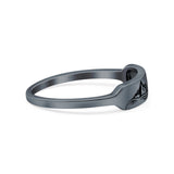 Mountains Ring Oxidized Band Solid 925 Sterling Silver Thumb Ring (4mm)
