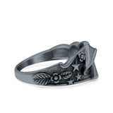 Mushroom Star Ring Oxidized Band Solid 925 Sterling Silver Thumb Ring (12mm)