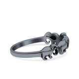 Elephants Ring Oxidized Band Solid 925 Sterling Silver Thumb Ring (5mm)