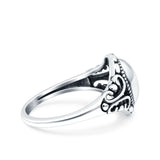 Filigree Vintage Style Ring Oxidized Band Solid 925 Sterling Silver Thumb Ring (12mm)