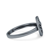Crescent Moon & Star Oxidized Band Solid 925 Sterling Silver Thumb Ring (11mm)