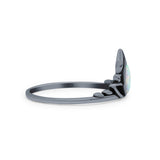 Marquise Petite Dainty Thumb Ring Oxidized Lab Created Opal Statement Fashion Ring 925 Sterling Silver