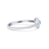 Halo Oval Petite Dainty Thumb Ring Round Simulated CZ Statement Fashion Ring Solid 925 Sterling Silver