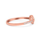 Halo Oval Petite Dainty Thumb Ring Round Simulated CZ Statement Fashion Ring Solid 925 Sterling Silver