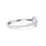 Halo Oval Petite Dainty Thumb Ring Round Simulated CZ Statement Fashion Ring Solid 925 Sterling Silver