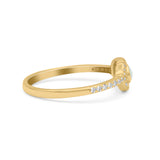 Halo Oval Petite Dainty Thumb Ring Round Simulated CZ Statement Fashion Ring Solid 925 Sterling Silver