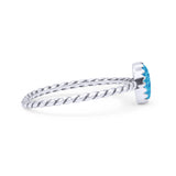 Rope Petite Dainty Lab Created Opal Oval Ring Solid 925 Sterling Silver