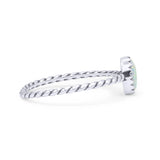Rope Petite Dainty Lab Created Opal Oval Ring Solid 925 Sterling Silver