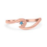 Wave & Star Wedding Engagement Ring Lab Created Opal 925 Sterling Silver