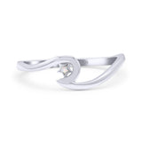 Wave & Star Wedding Engagement Ring Lab Created Opal 925 Sterling Silver