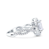 Halo Infinity Shank Ring Oval Simulated Cubic Zirconia 925 Sterling Silver
