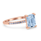 Emerald Cut Art Deco Wedding Ring Simulated Cubic Zirconia 925 Sterling Silver