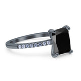 Emerald Cut Art Deco Wedding Ring Simulated Cubic Zirconia 925 Sterling Silver