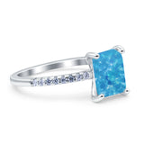 Emerald Cut Art Deco Wedding Ring Simulated Cubic Zirconia 925 Sterling Silver