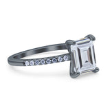 Emerald Cut Art Deco Wedding Ring Simulated Cubic Zirconia 925 Sterling Silver