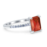 Emerald Cut Art Deco Wedding Ring Simulated Cubic Zirconia 925 Sterling Silver