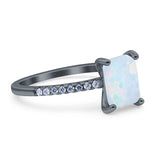 Emerald Cut Art Deco Wedding Ring Simulated Cubic Zirconia 925 Sterling Silver