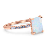 Emerald Cut Art Deco Wedding Ring Simulated Cubic Zirconia 925 Sterling Silver