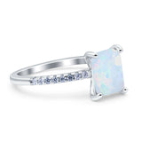 Emerald Cut Art Deco Wedding Ring Simulated Cubic Zirconia 925 Sterling Silver