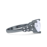 Art Deco Heart Wedding Engagement Bridal Ring Simulated Cubic Zirconia 925 Sterling Silver