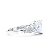 Art Deco Heart Wedding Engagement Bridal Ring Simulated Cubic Zirconia 925 Sterling Silver