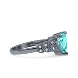 Art Deco Heart Wedding Engagement Bridal Ring Simulated Cubic Zirconia 925 Sterling Silver