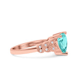 Art Deco Heart Wedding Engagement Bridal Ring Simulated Cubic Zirconia 925 Sterling Silver