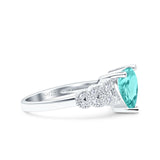 Art Deco Heart Wedding Engagement Bridal Ring Simulated Cubic Zirconia 925 Sterling Silver