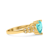 Art Deco Heart Wedding Engagement Bridal Ring Simulated Cubic Zirconia 925 Sterling Silver