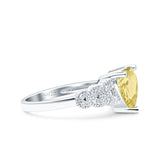 Art Deco Heart Wedding Engagement Bridal Ring Simulated Cubic Zirconia 925 Sterling Silver