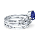 Weave Teardrop Pear Twist Infinity Shank Art Deco Wedding Bridal Piece Ring Simulated Cubic Zirconia 925 Sterling Silver