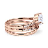 Weave Teardrop Pear Twist Infinity Shank Art Deco Wedding Bridal Piece Ring Simulated Cubic Zirconia 925 Sterling Silver