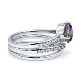 Weave Teardrop Pear Twist Infinity Shank Art Deco Wedding Bridal Piece Ring Simulated Cubic Zirconia 925 Sterling Silver